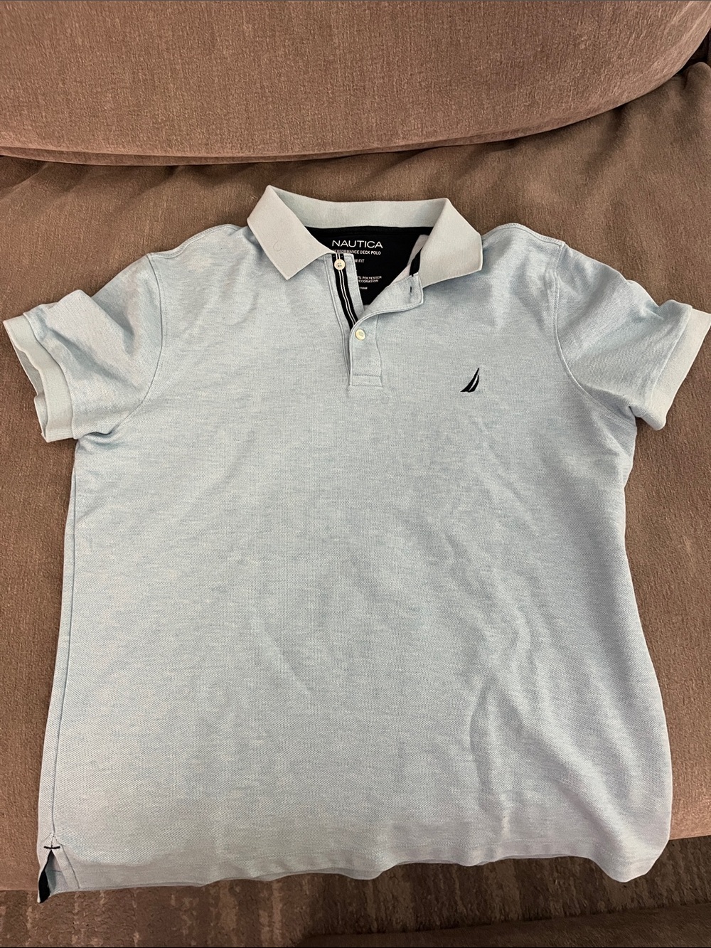 Nautica Light Blue Polo with White Contrast Collar